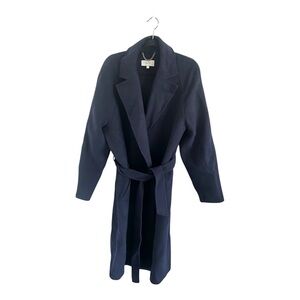 Reiss Navy Wool Wrap Coat, size large